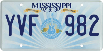 MS license plate YVF982