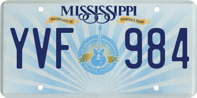 MS license plate YVF984
