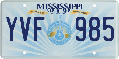 MS license plate YVF985