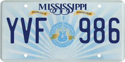 MS license plate YVF986