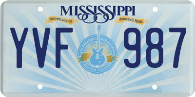 MS license plate YVF987