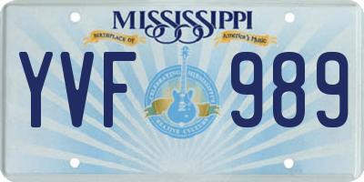 MS license plate YVF989