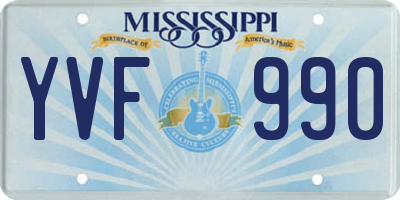MS license plate YVF990