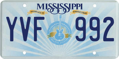 MS license plate YVF992
