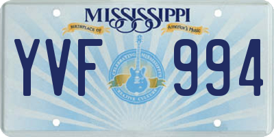 MS license plate YVF994