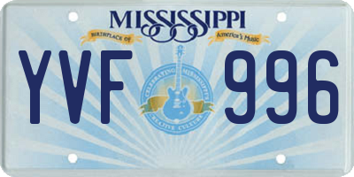 MS license plate YVF996