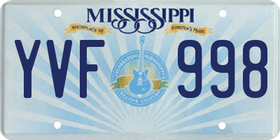 MS license plate YVF998