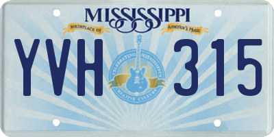 MS license plate YVH315
