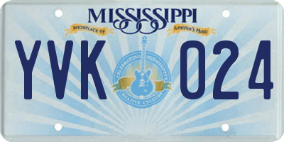 MS license plate YVK024