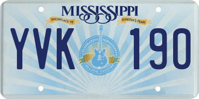 MS license plate YVK190