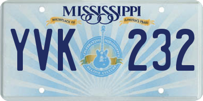 MS license plate YVK232