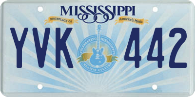 MS license plate YVK442