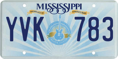 MS license plate YVK783