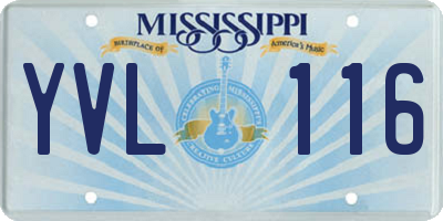 MS license plate YVL116