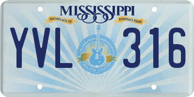 MS license plate YVL316