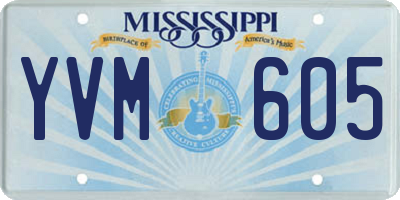 MS license plate YVM605