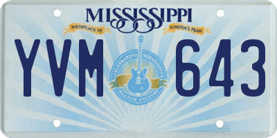 MS license plate YVM643
