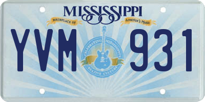 MS license plate YVM931