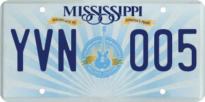 MS license plate YVN005