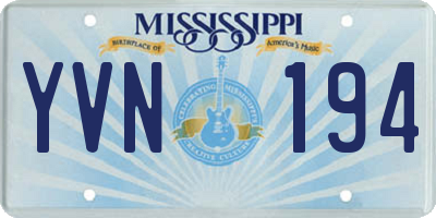 MS license plate YVN194