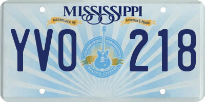 MS license plate YVO218