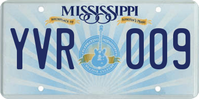 MS license plate YVR009