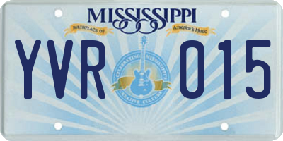 MS license plate YVR015