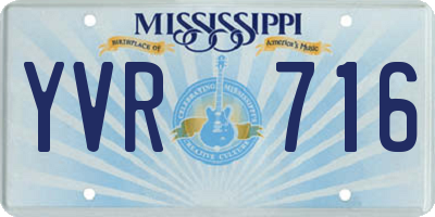 MS license plate YVR716
