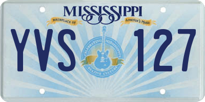 MS license plate YVS127