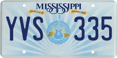 MS license plate YVS335