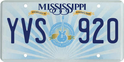 MS license plate YVS920