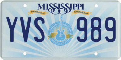 MS license plate YVS989