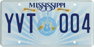MS license plate YVT004