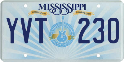 MS license plate YVT230