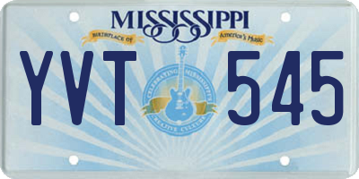 MS license plate YVT545