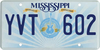 MS license plate YVT602