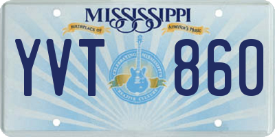 MS license plate YVT860