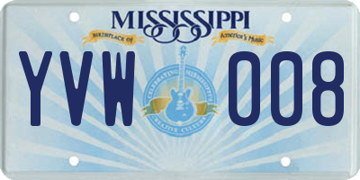 MS license plate YVW008
