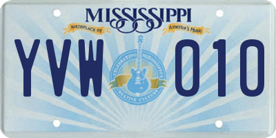 MS license plate YVW010