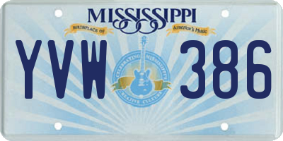 MS license plate YVW386