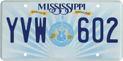 MS license plate YVW602