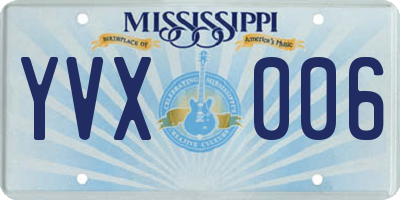 MS license plate YVX006