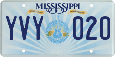 MS license plate YVY020