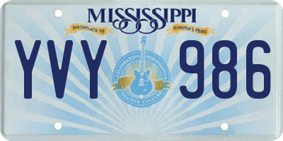 MS license plate YVY986