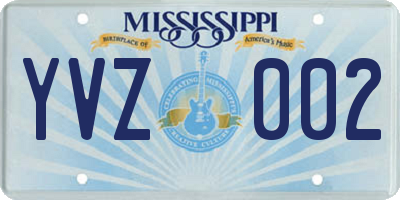 MS license plate YVZ002