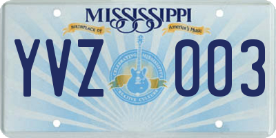 MS license plate YVZ003