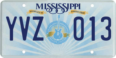 MS license plate YVZ013