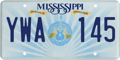 MS license plate YWA145