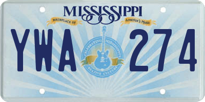 MS license plate YWA274