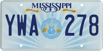 MS license plate YWA278